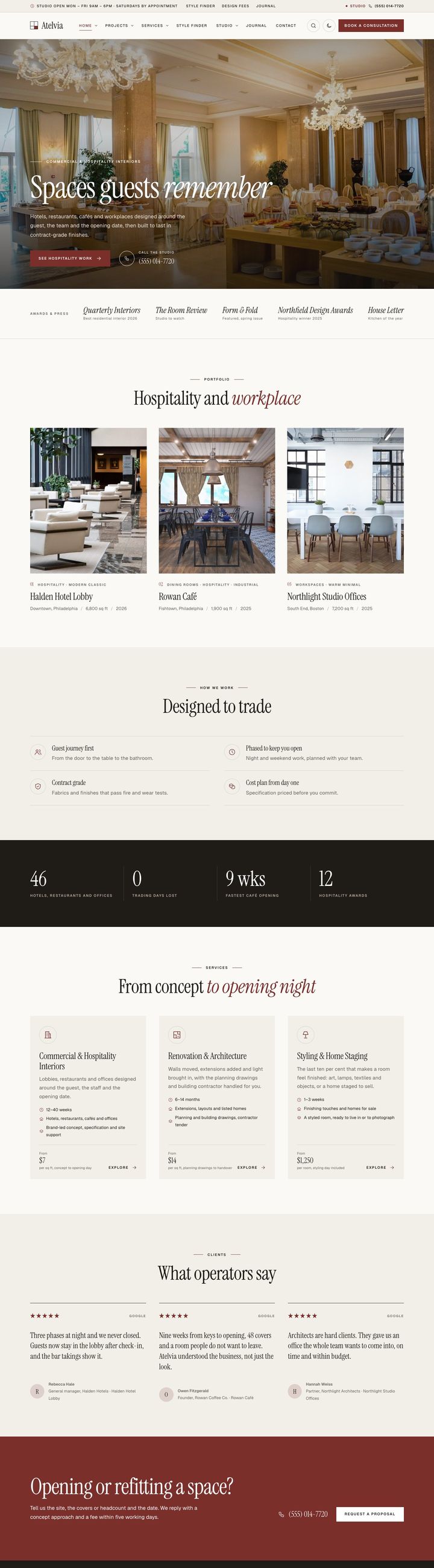 Commercial & hospitality demo home page