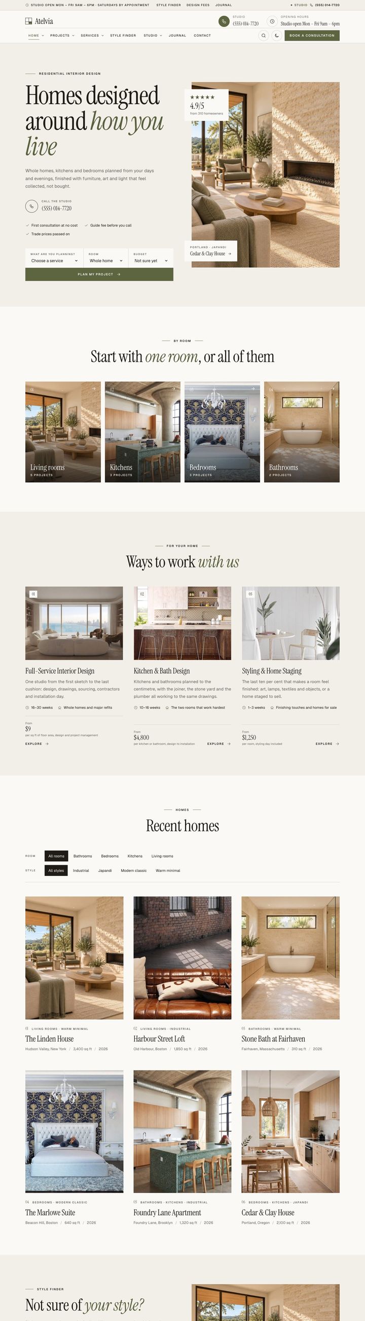 Residential interiors demo home page