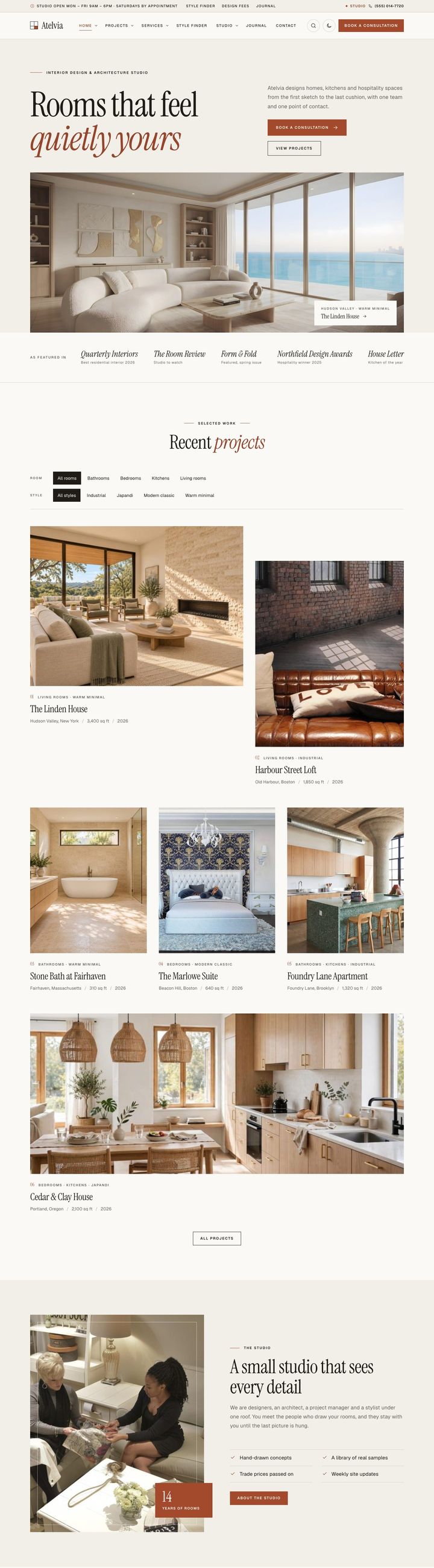 Interior design studio demo home page