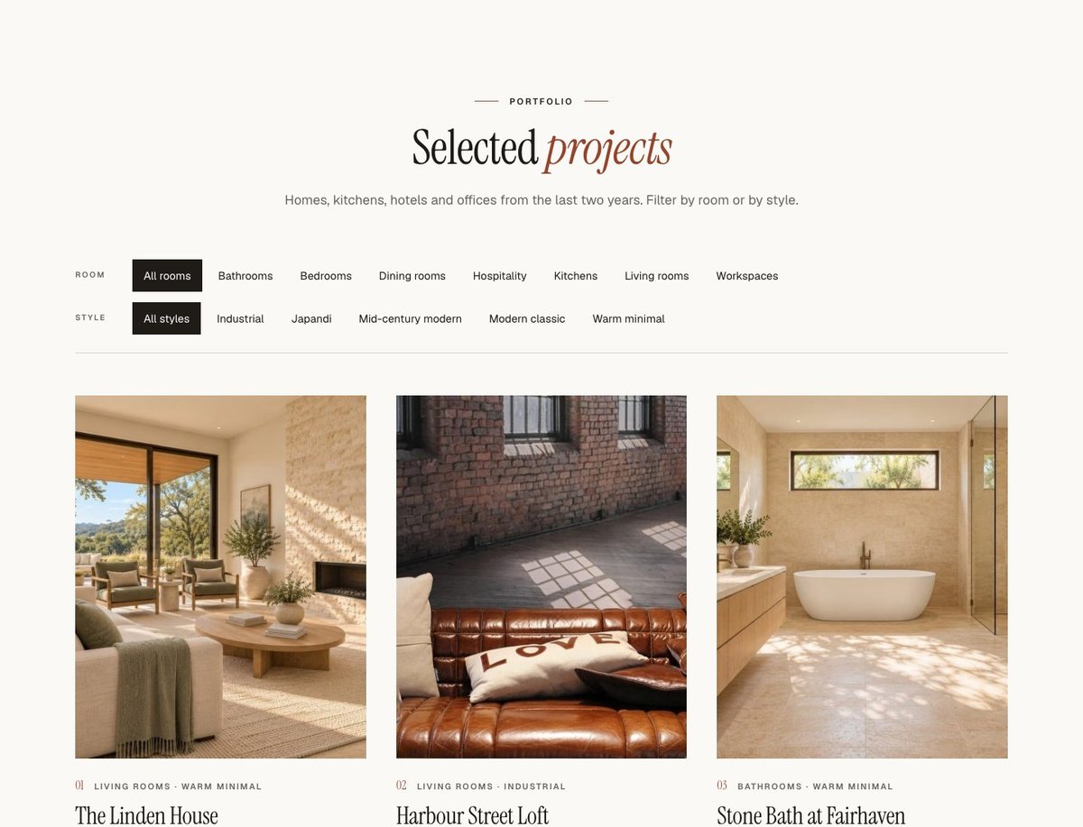 A portfolio clients can browse
