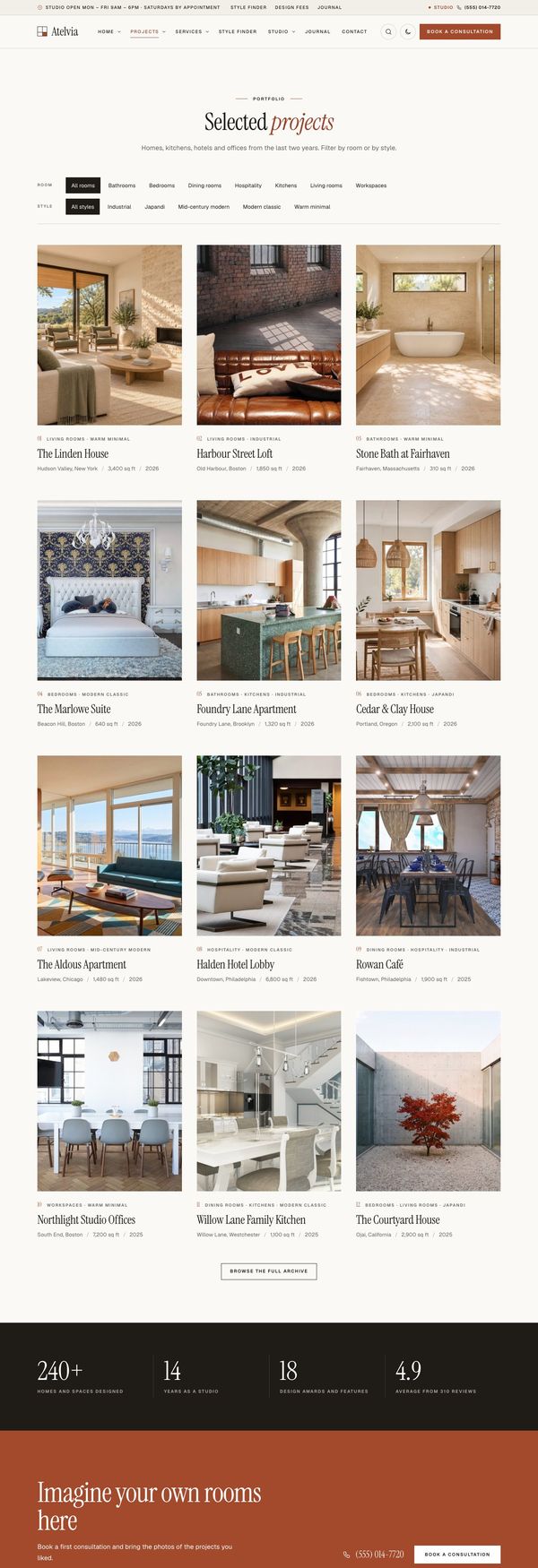 Projects page