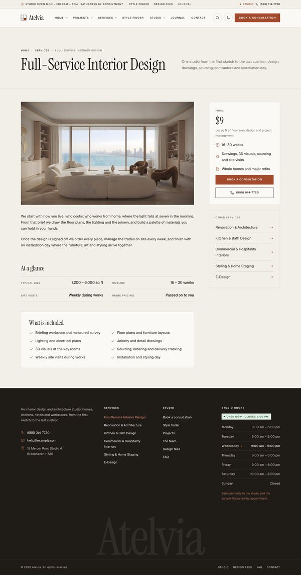Single service page