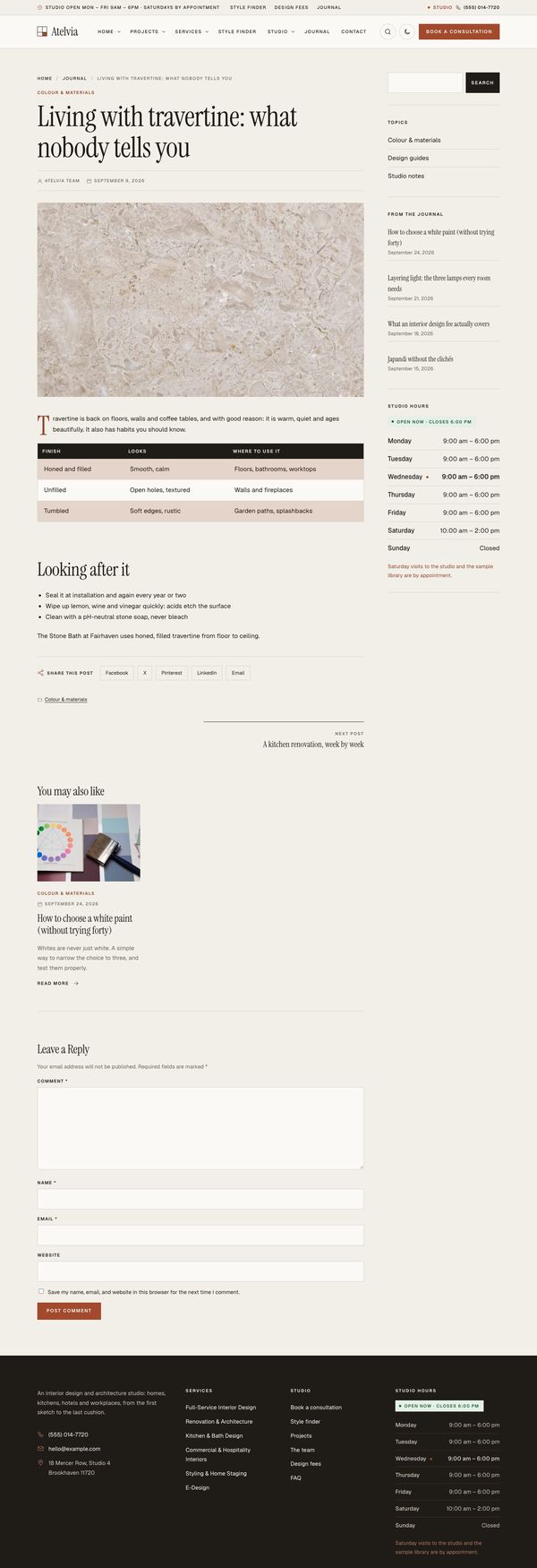 Journal post page