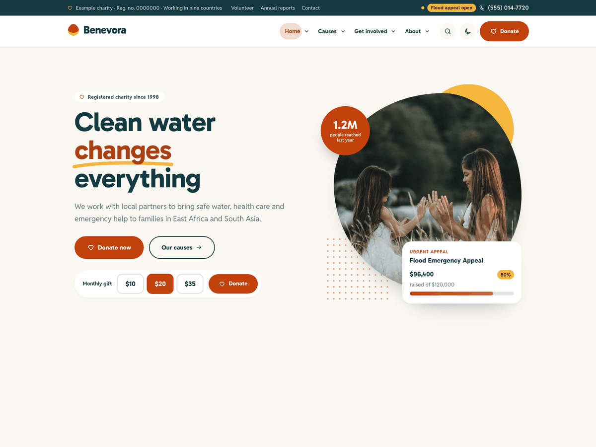 Benevora home page