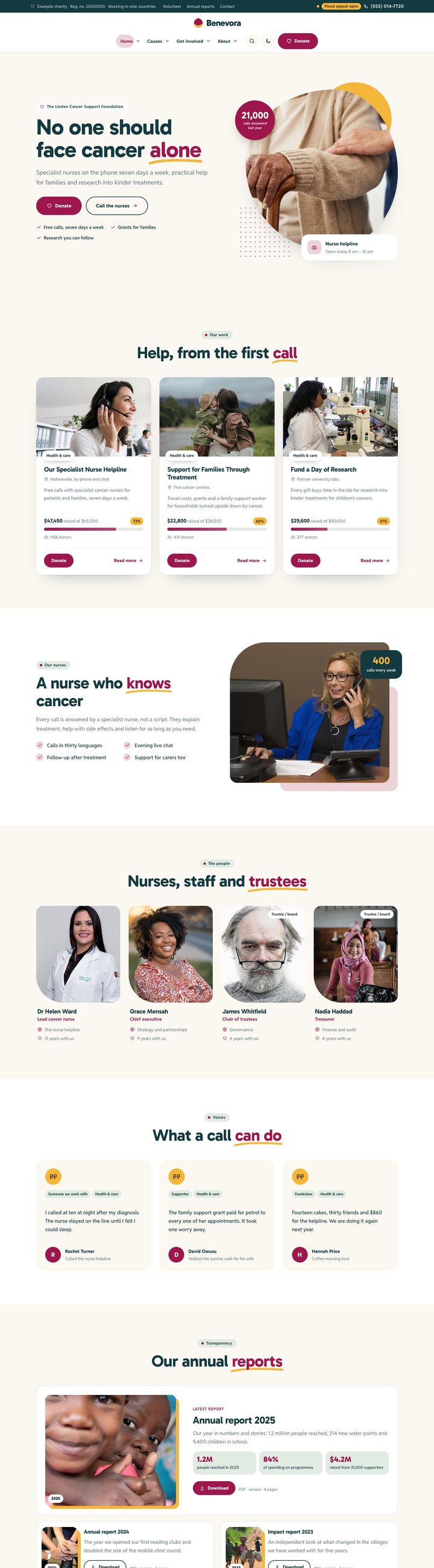 Cancer support demo home page