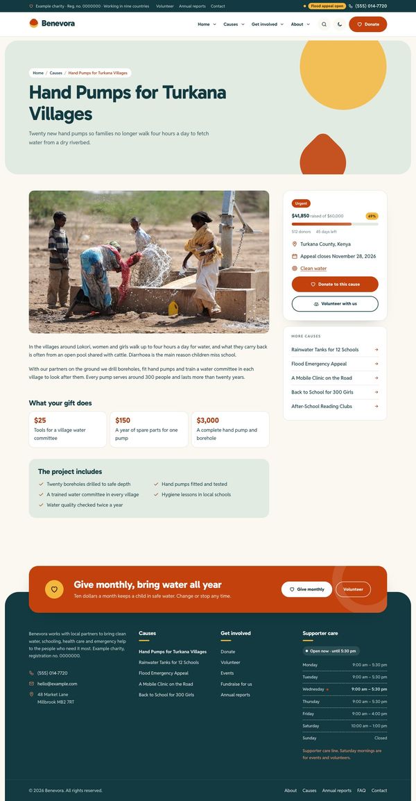 Single cause page