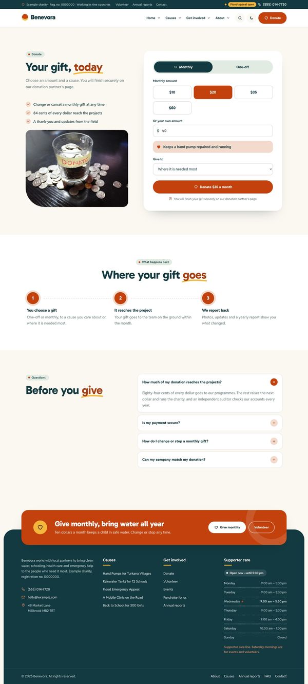 Donate page