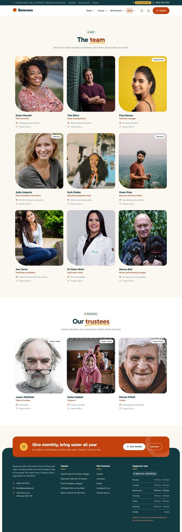 Team & trustees page