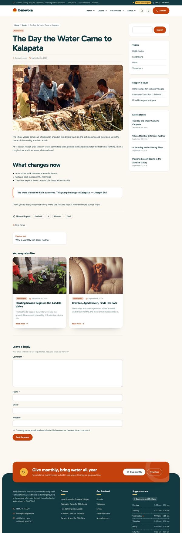 Blog post page