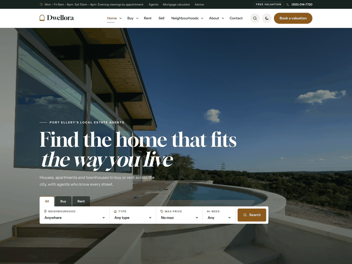 Dwellora home page