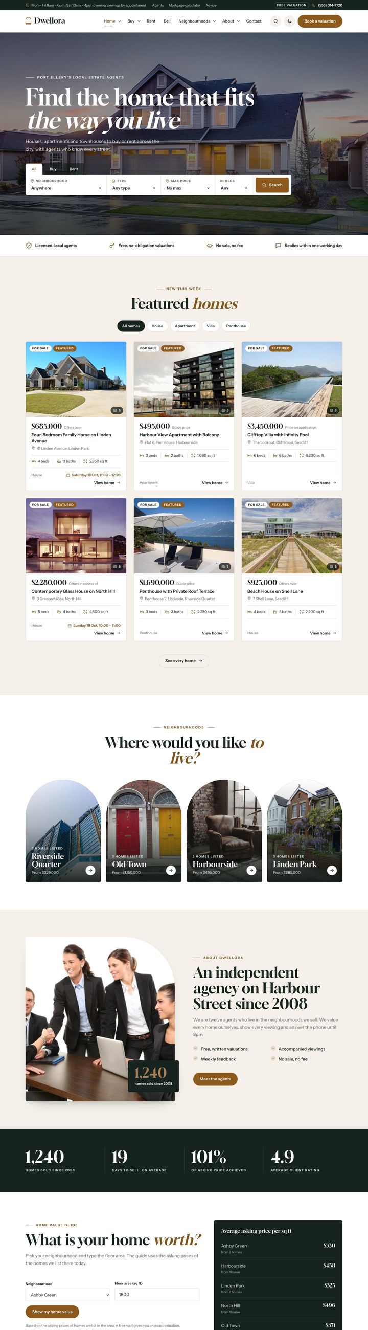 City real estate agency demo home page