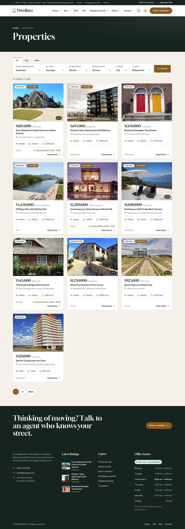All properties page
