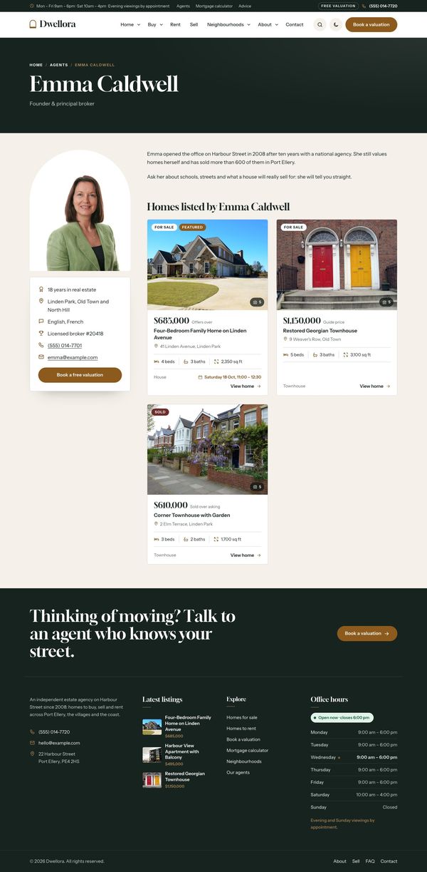 Agent profile page