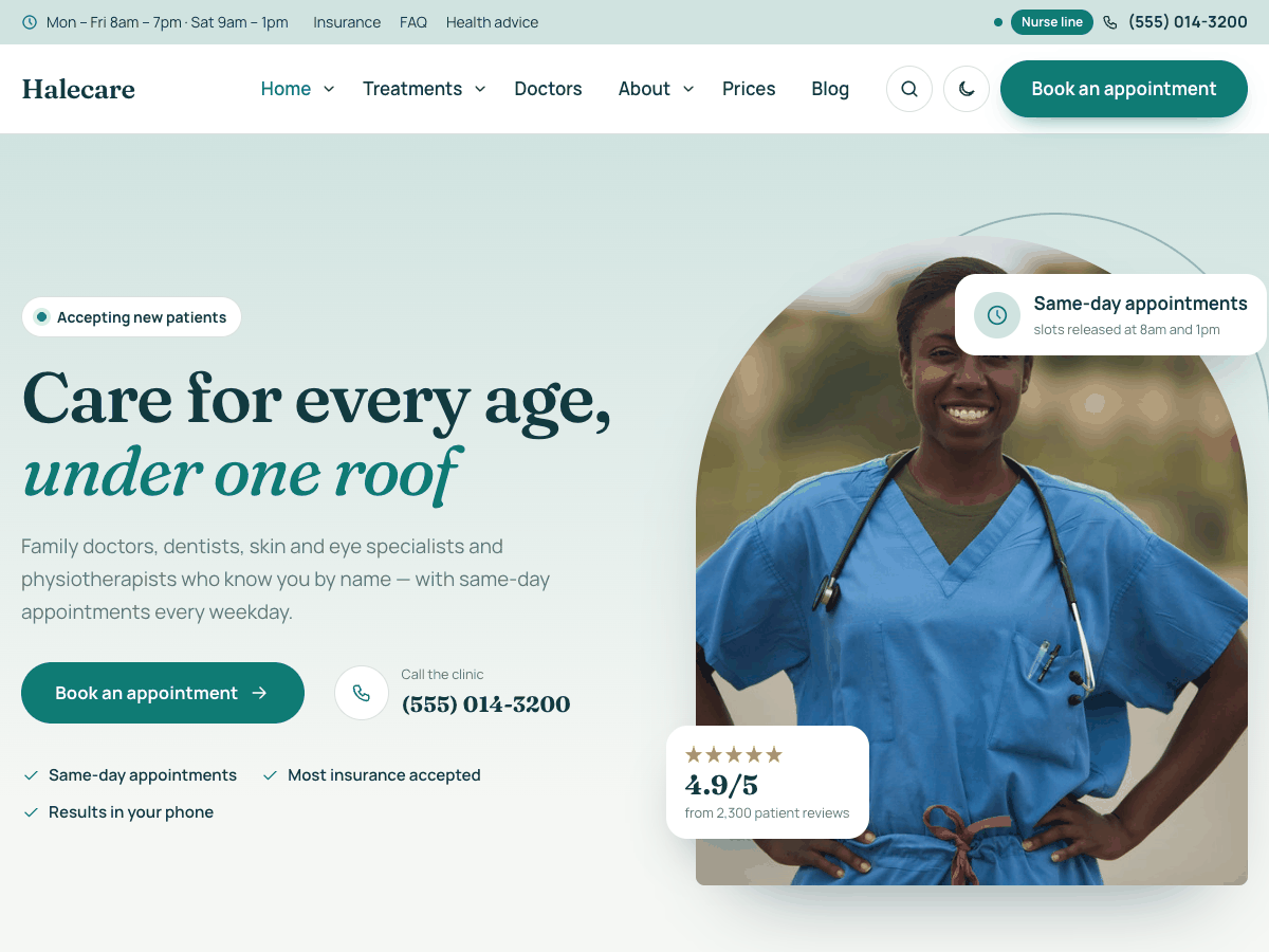 Halecare home page