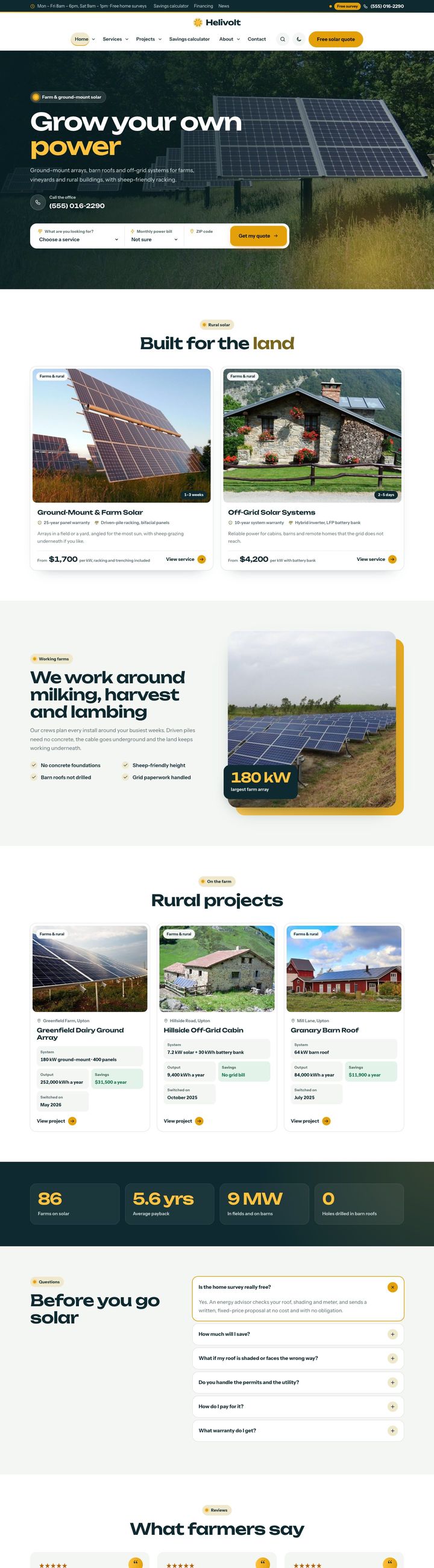 Farm & ground-mount demo home page