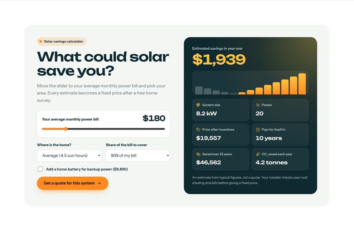 A savings calculator that sells