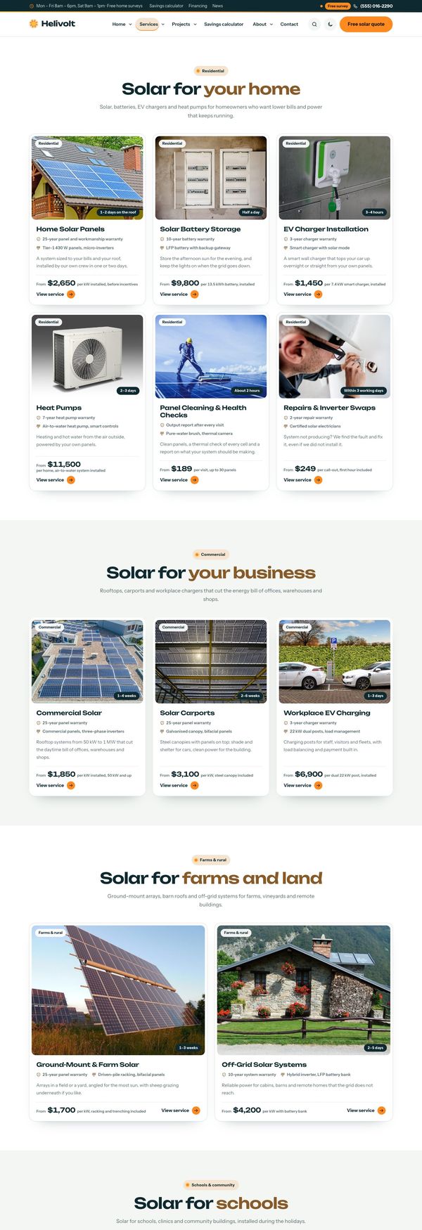 Services page