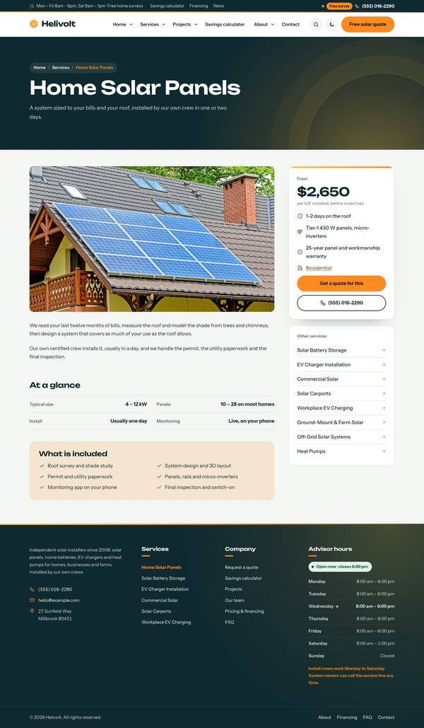 Single service page