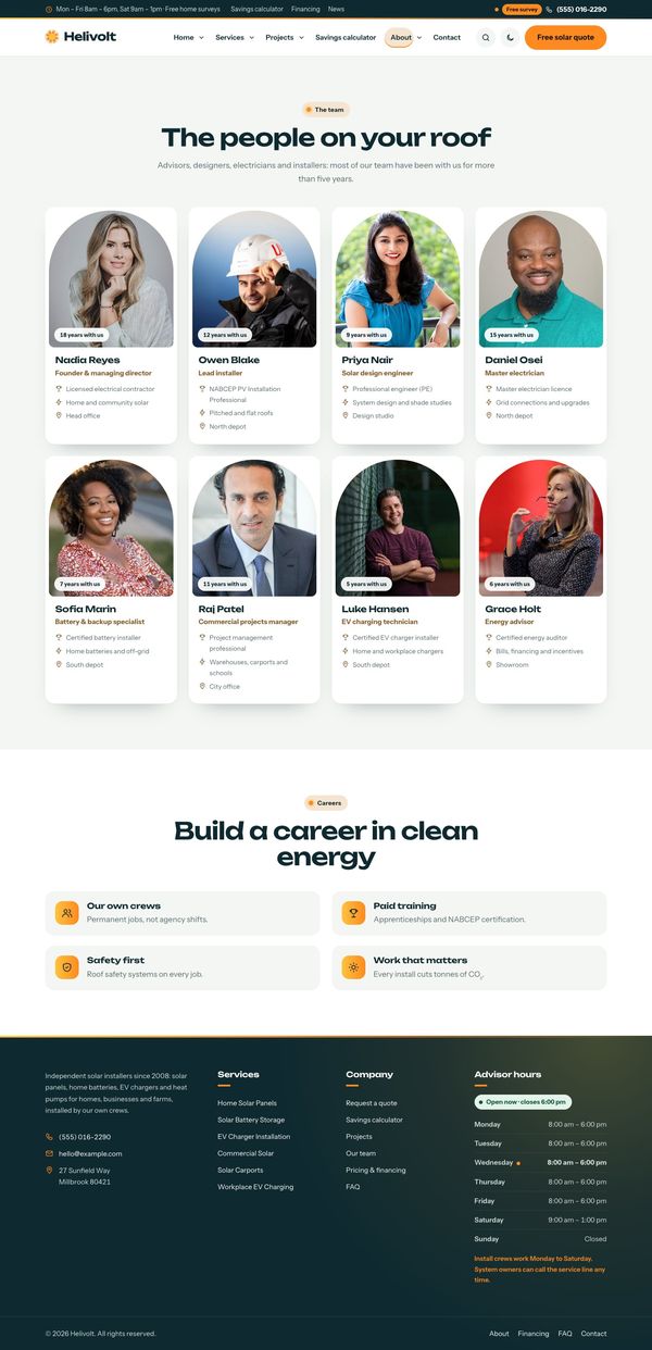 Team page