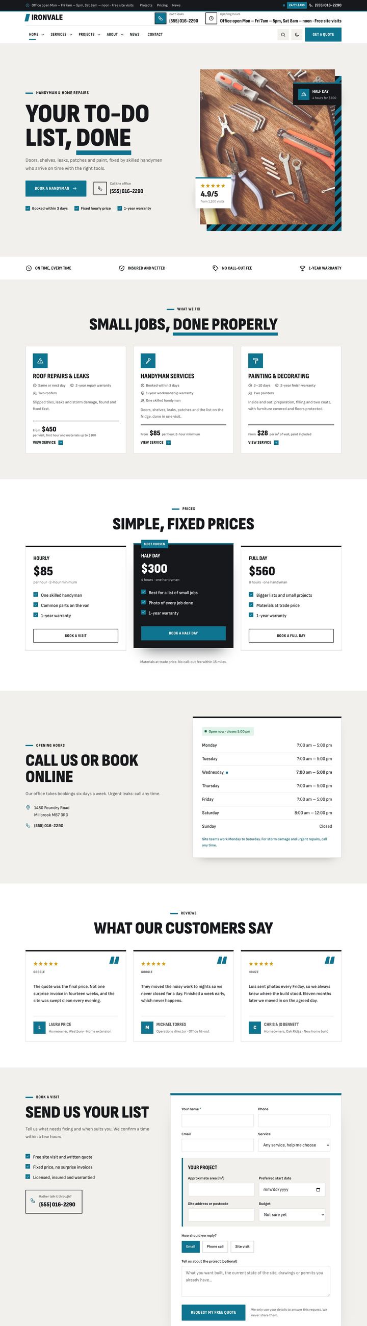 Handyman services demo home page