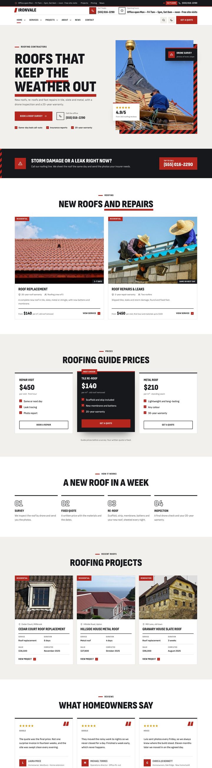 Roofing company demo home page