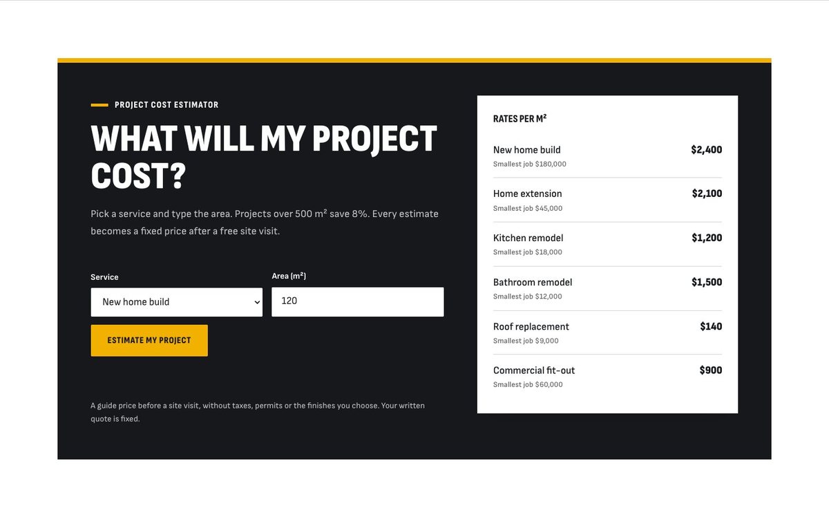 Project cost estimator