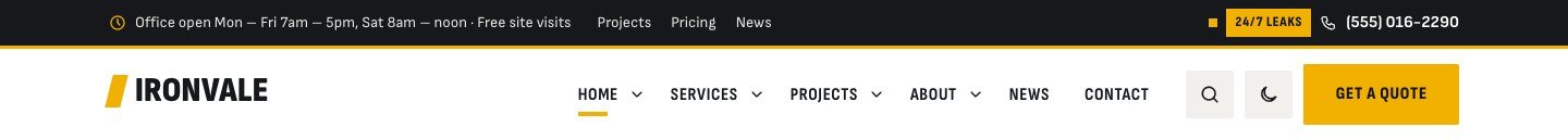 General contractor header