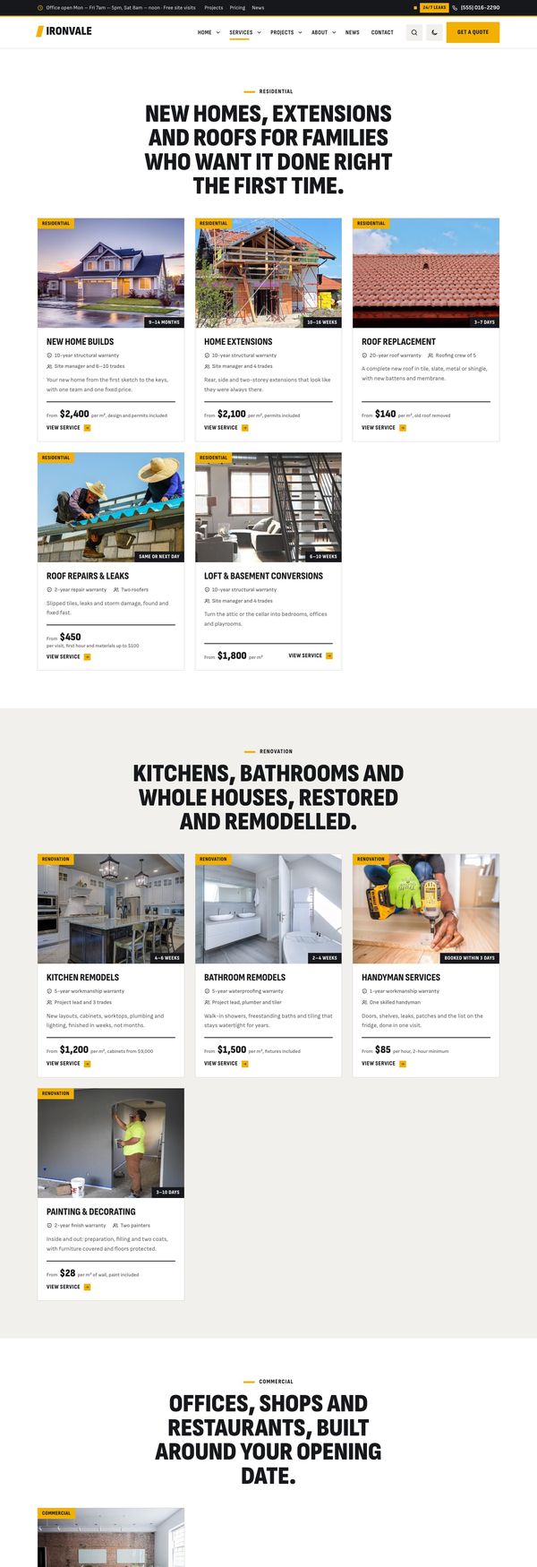 Services page