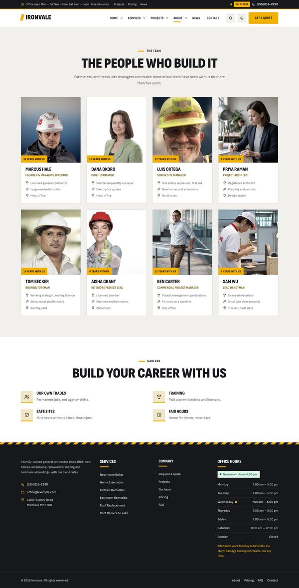Team page