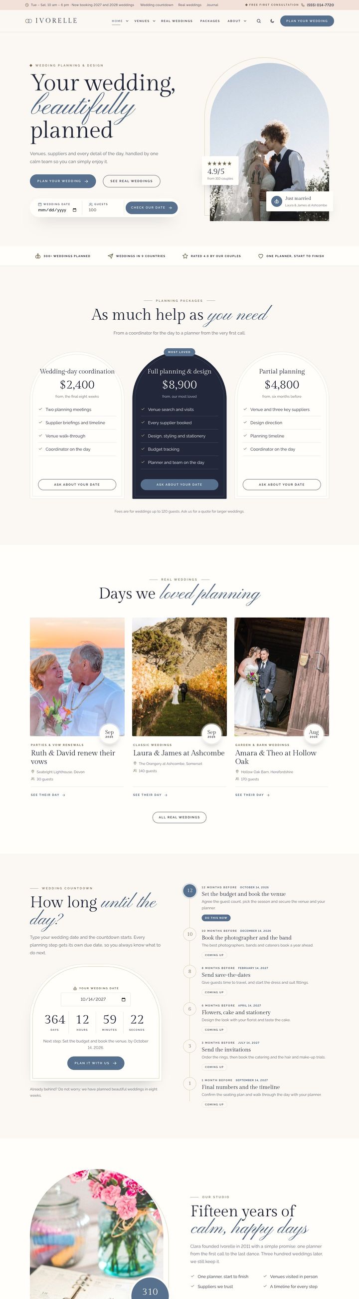 Full-service planner demo home page
