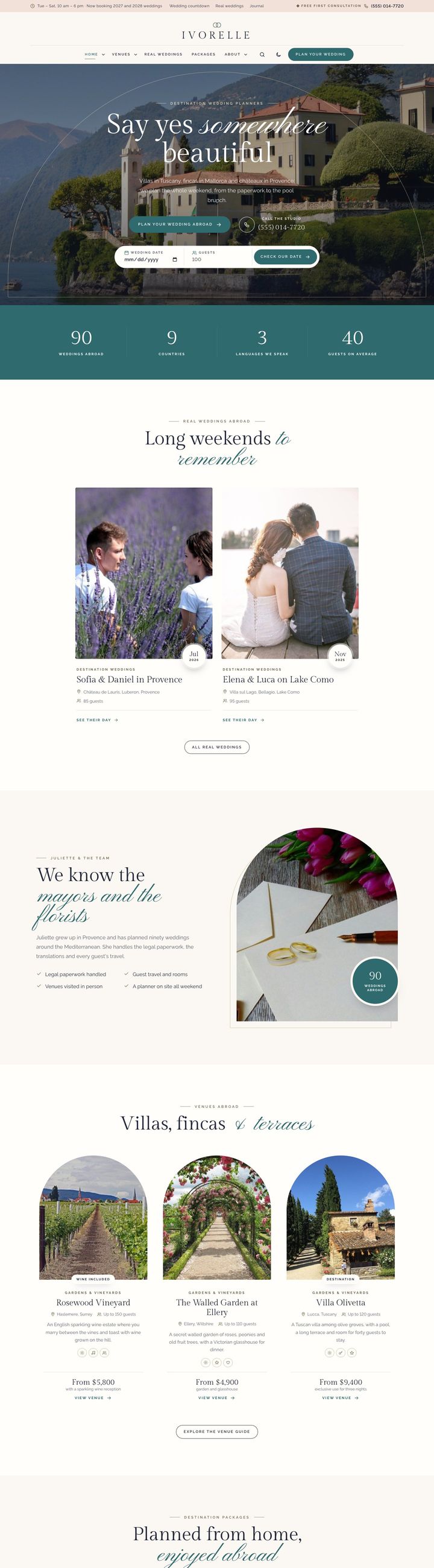 Destination weddings demo home page