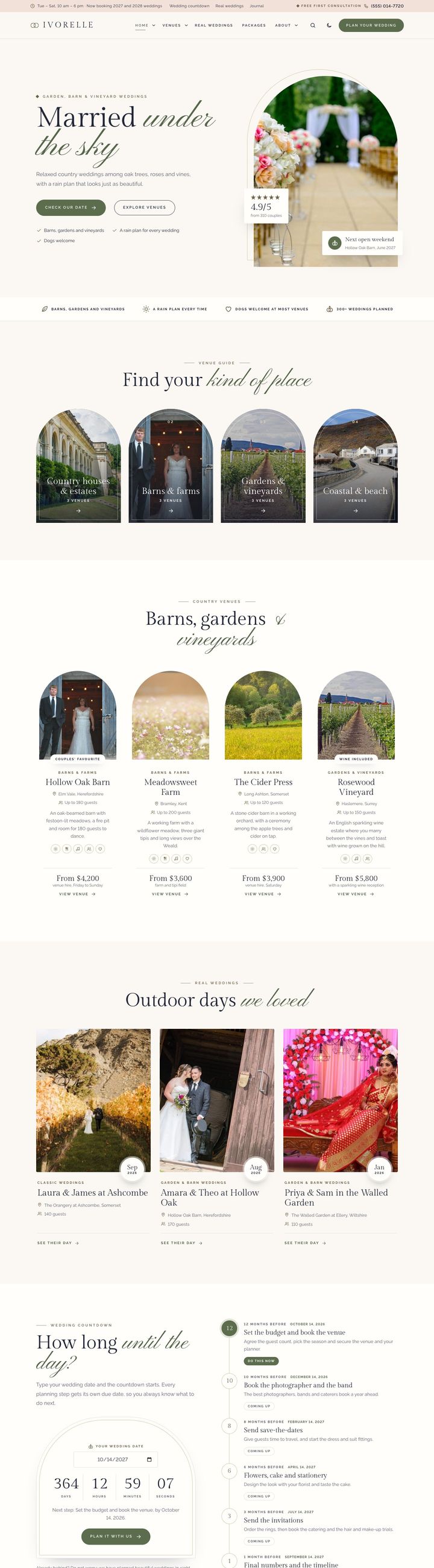 Garden & barn weddings demo home page