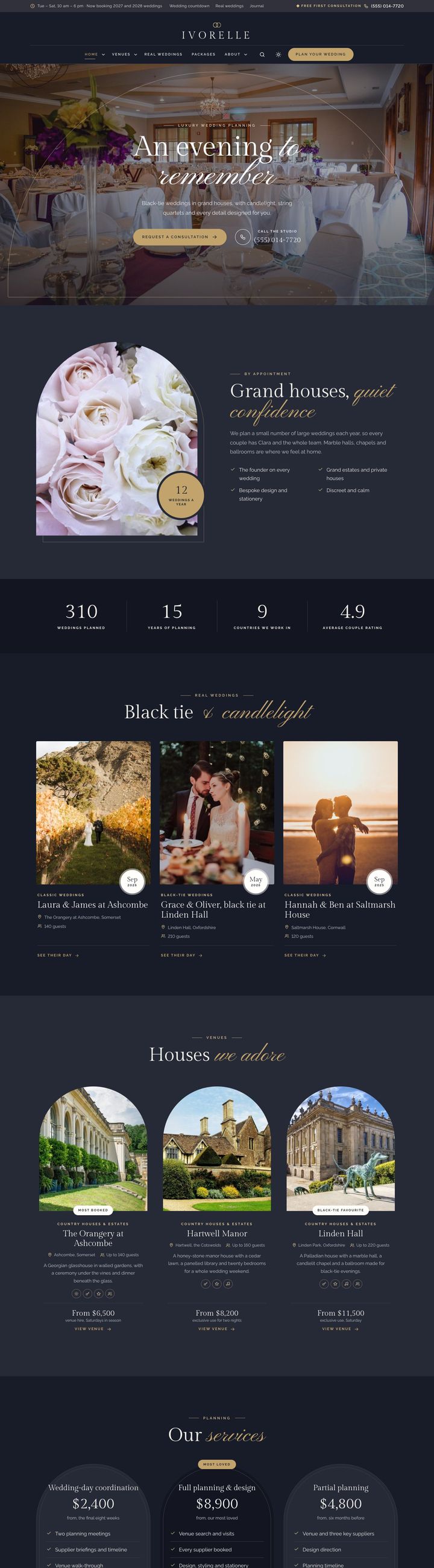 Luxury black tie demo home page