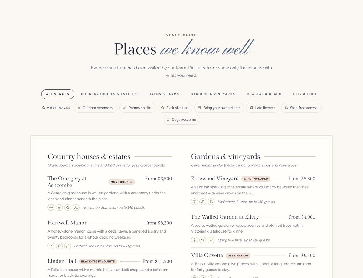 A venue guide couples love