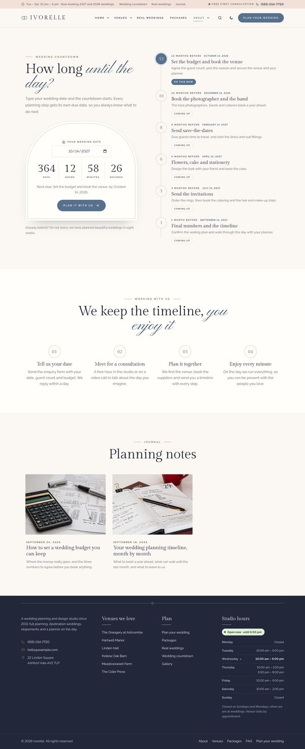 Wedding countdown page