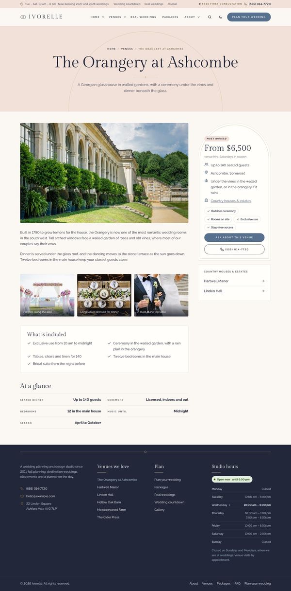 A venue page