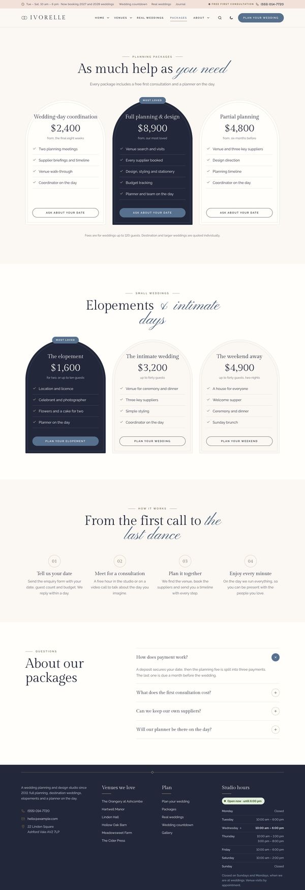 Packages page