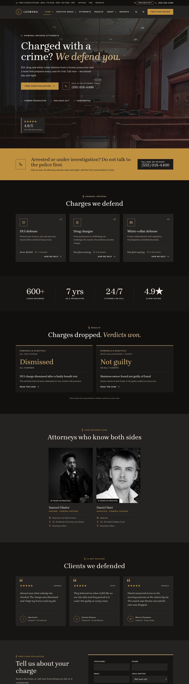 Criminal defense demo home page
