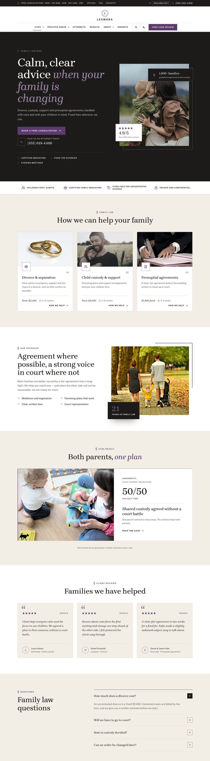 Family law demo home page