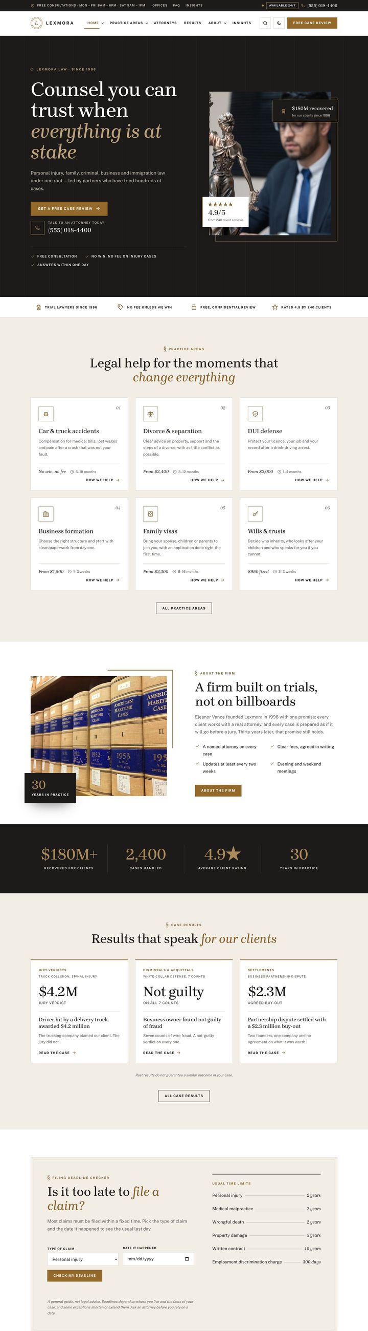 Full-service firm demo home page