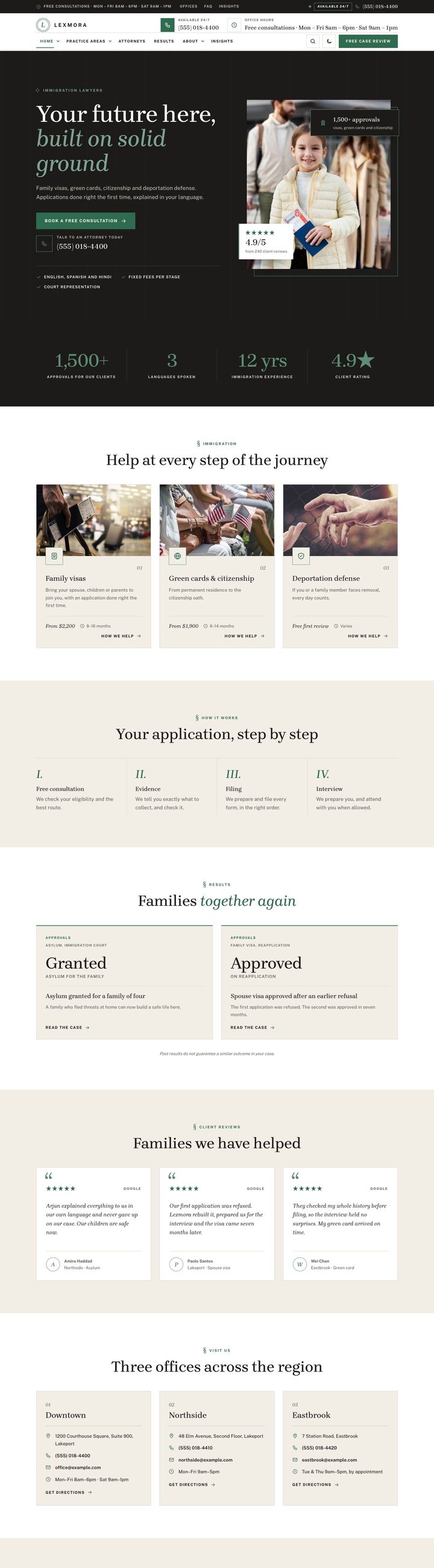 Immigration demo home page