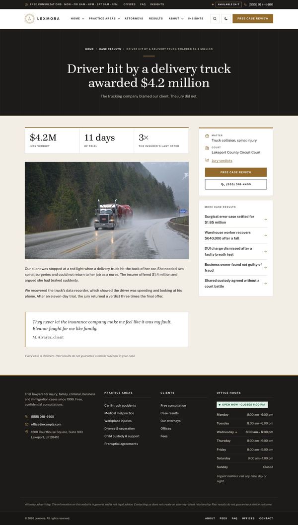 Case result page