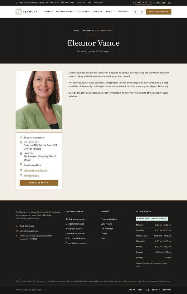Attorney profile page