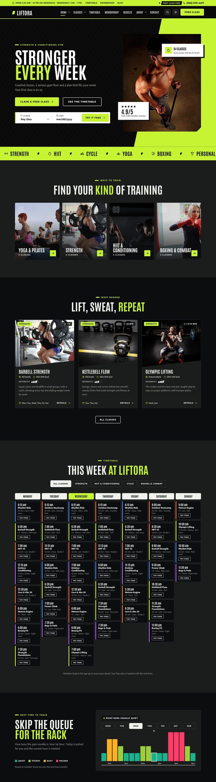 Strength gym demo home page