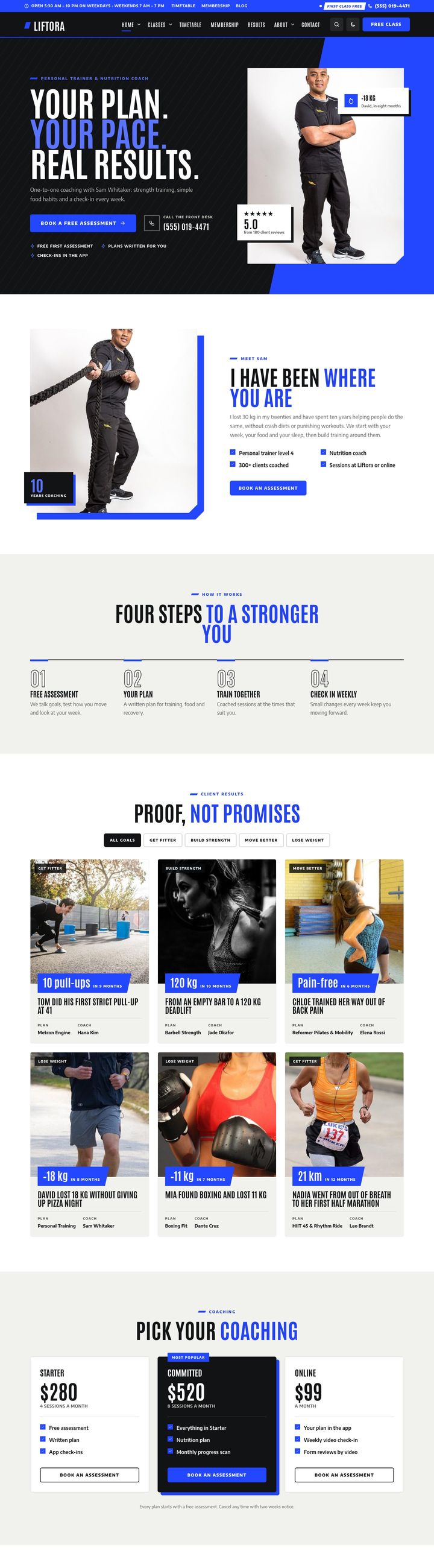 Personal trainer demo home page