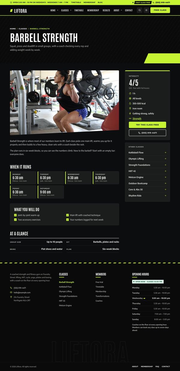 Single class page
