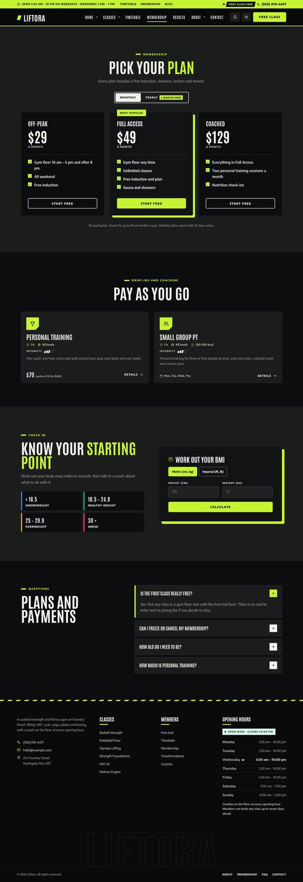 Membership page