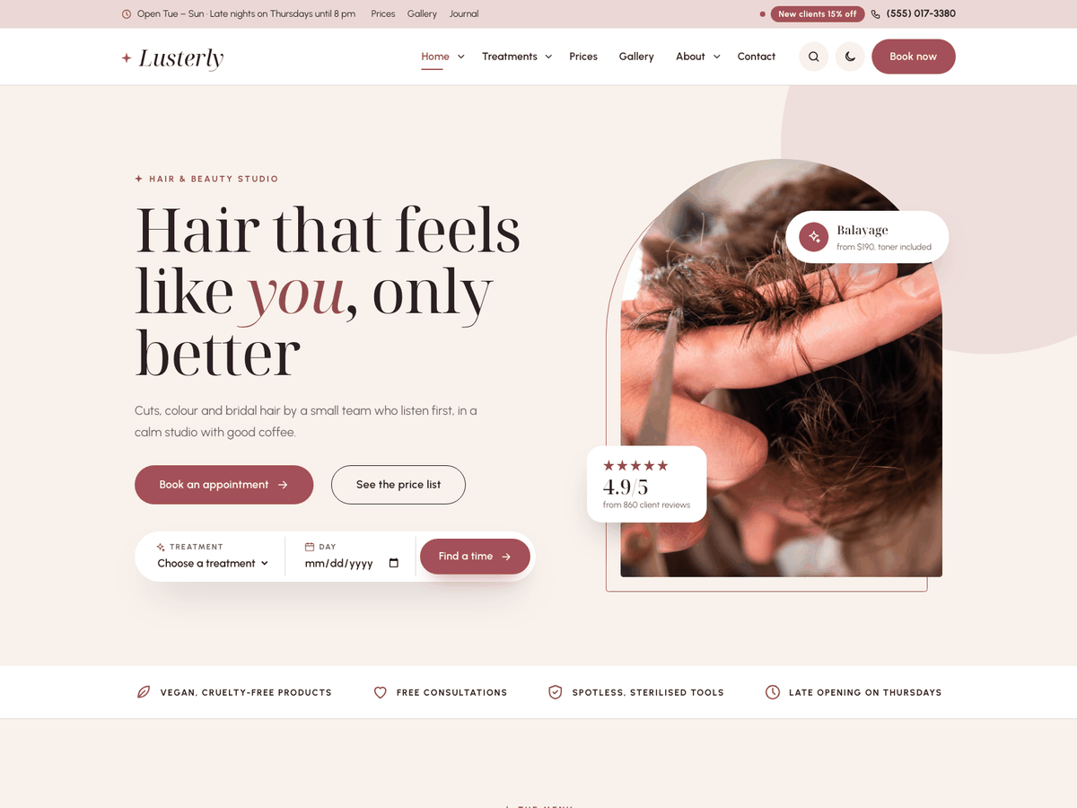 Lusterly home page