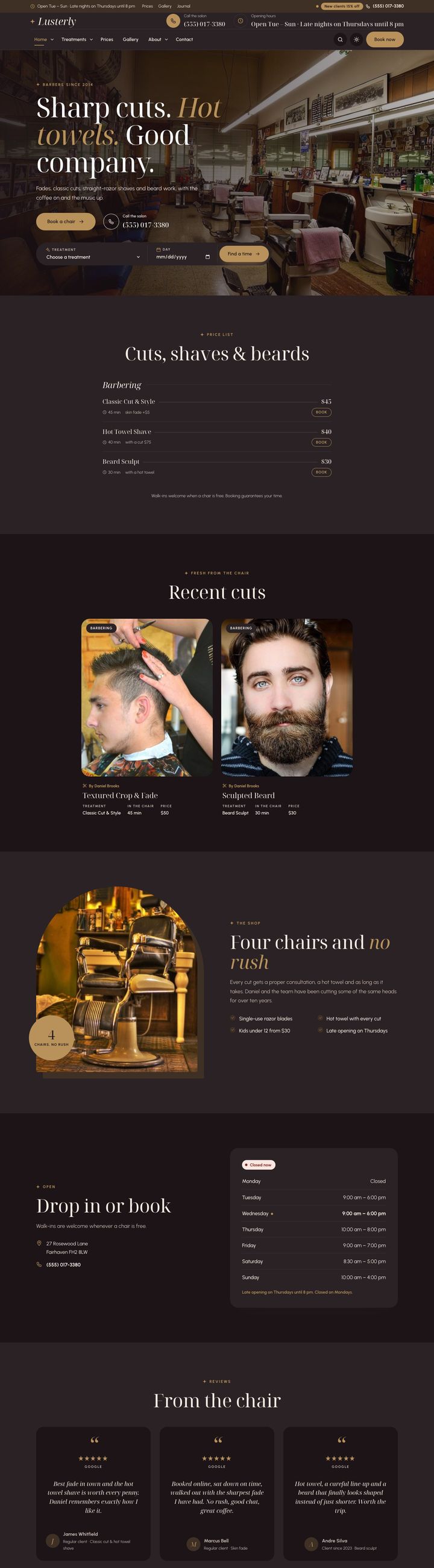 Barbershop demo home page