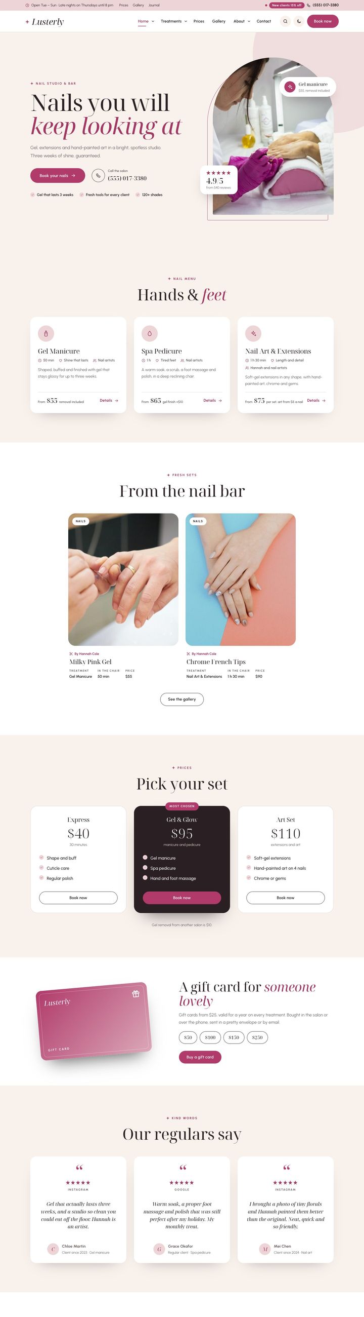 Nail studio demo home page